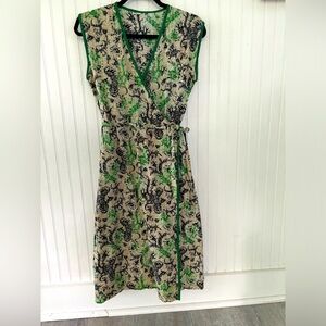 cotton wrap dress with dancing rooster abstracted art print xl